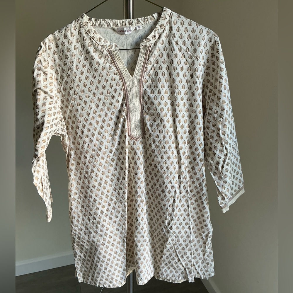 SOLD✅ Cotton Curio XL Tunic W Side Slits, 100% Cotton